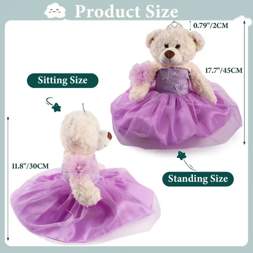 Vista 2 de Muñeca de quinceañera con vestido de membrillo con vestido, decoraciones de quinceañera, regalos de decoración de quinceañera, OSO de peluche