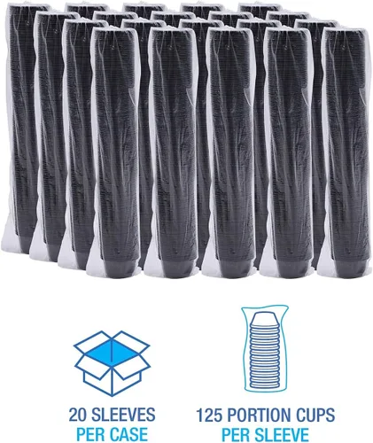 Vista 2 de Boardwalk Prtn2bl Souffl?/Portion Cups, 2 onzas, polipropileno, negro, 2500/caja