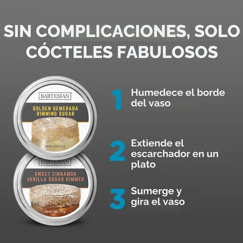 Vista 5 de Bartesian Golden Demerara Sugar Rimmer para Vasos de Cóctel - Guarnición Dulce Saborizada para Bordes de Cócteles de Postre para Vasos de Bar Azúcar