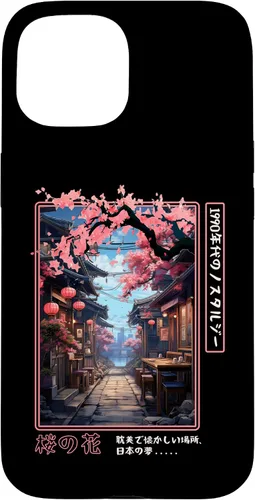 Vista 6 de iPhone 16 Japanese Vaporwave Nostalgia Cherry Blossoms 1990s Aesthetic Case