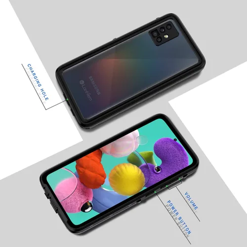 Vista 5 de Lanhiem Funda para Samsung Galaxy A51, IP68 impermeable a prueba de polvo con protector de pantalla integrado, funda protectora de cuerpo completo