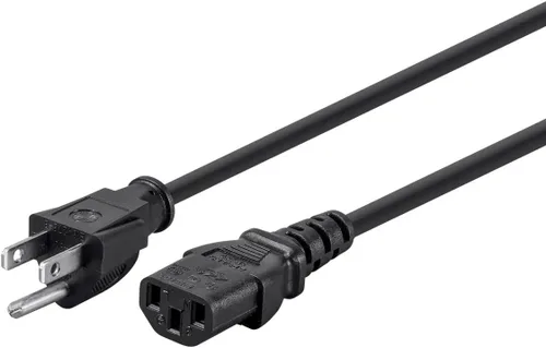 Vista 7 de Monoprice Cable de alimentación NEMA 5-15P a IEC 60320 C13, 18AWG, 10A/1250W, 125V, 3 clavijas, 1 pie, negro, paquete de 6