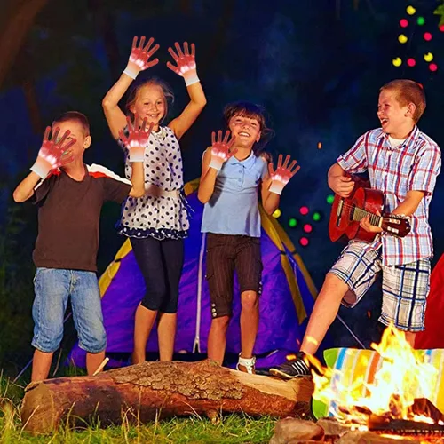 Vista 6 de Cool Toys - Guantes de regalo LED rojos, guantes de luz intermitente rave, juguetes para niños y niñas de 3 a 8 años, regalos para Halloween