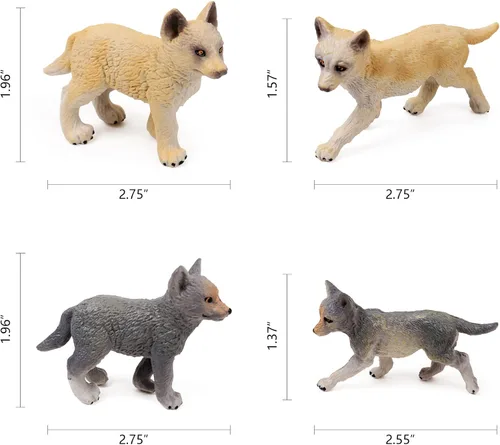 Vista 5 de RESTCLOUD Conjunto de 8 figuras de juguete de lobo de lobos y animales