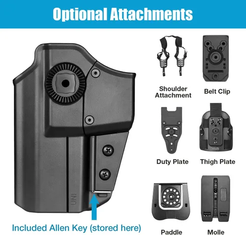 Vista 5 de Universal OWB Holster for Full Size/Compact Pistol, Optic Cut, Fit Glock/S&W/Sig/Springfield/CZ/Beretta/Taurus/Canik/FN/Walther & More, Index Finger