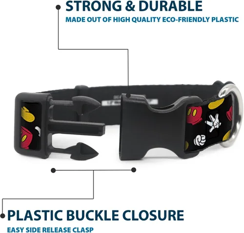 Vista 4 de Buckle-Down Collar de perro con clip de plástico para disfraz de Mickey Mouse, elementos dispersos negros