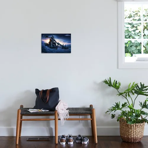 Vista 8 de Star Wars: The Mandalorian - Póster de pared Grogu Sunset Speeder, 34 pulgadas de largo x 22.4 W, versión premium sin marco