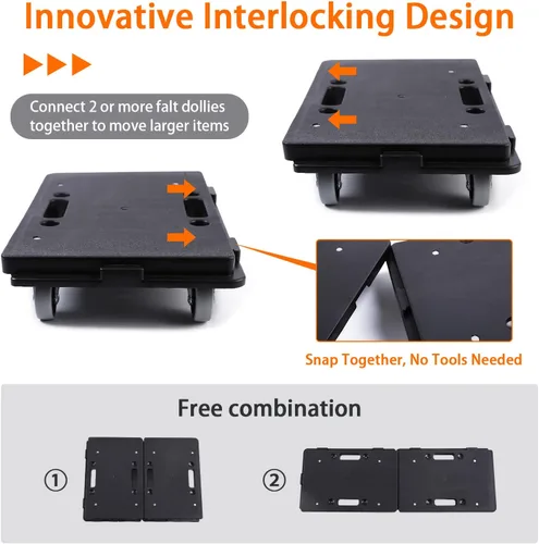 Vista 3 de LOYAL TIGER Moving Furniture Dolly 2-Pack, Connectable 500lbs Flat Cart