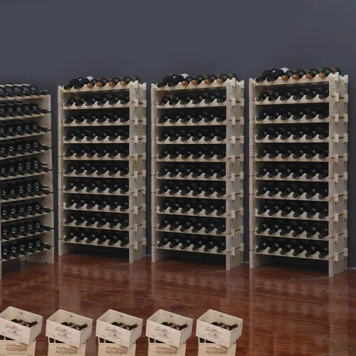 Vista 6 de Estante de madera maciza apilable para vino (60 botellas, color natural)