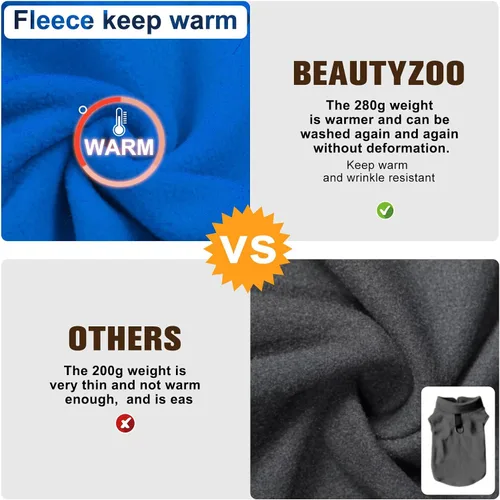 Vista 6 de BEAUTYZOO Chaleco de forro polar para perro, chaqueta de invierno para perros pequeños y medianos con correa de anillo en D, abrigo con capucha