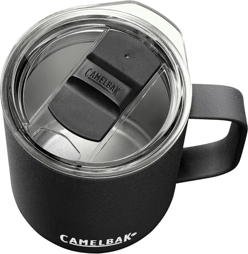 Vista 5 de CamelBak Horizon - Taza de campamento de 12 onzas, acero inoxidable aislado, tapa de tres modos, color negro