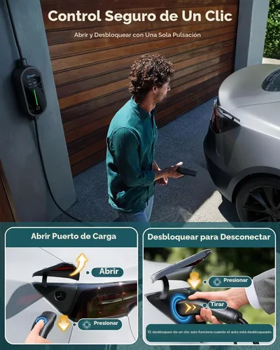Vista 5 de Ecogenix Cargador Tesla para Hogar de Nivel 2, Cable de Carga Móvil Portátil de 24A/240v con Salida para Secadora para Modelo 3/Y/S/X, Amperaje