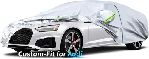 Vista 16 de Funda a medida para automóvil Audi, 7 capas de cubierta impermeable para automóvil para todo tipo de clima, para exteriores, cubierta completa