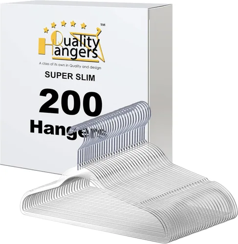 Vista 9 de Quality Hangers Perchas de plástico transparente para ropa, paquete de 10 unidades, 16.5 pulgadas, perchas resistentes para ahorrar espacio