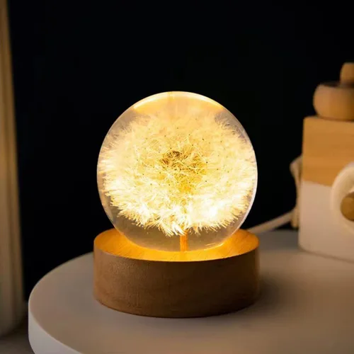 Vista 2 de DESHINTKE Pisapapeles de flor eterna de diente de león real con base luminosa