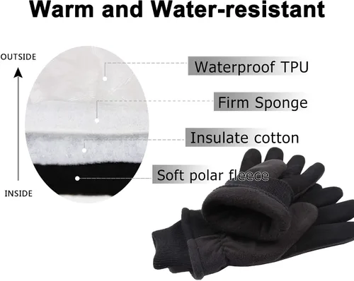 Vista 2 de OZERO Guantes de invierno -30 F de piel de ciervo a prueba de frío de piel de ciervo aislados, resistentes al agua, guantes térmicos para conducir