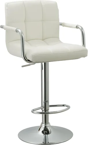 Vista 13 de AC Pacific Taburete de cocina giratorio ajustable contemporáneo con cojín y reposabrazos, 24-33 pulgadas, blanco ACBS15 Daisy White Square