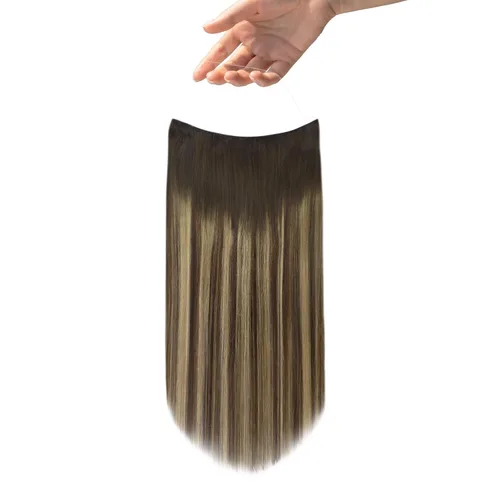Vista 129 de Easyouth Extensión de cabello humano rubio con cola de caballo, extensiones de cabello humano rubio dorado con reflejos rubios, extensiones