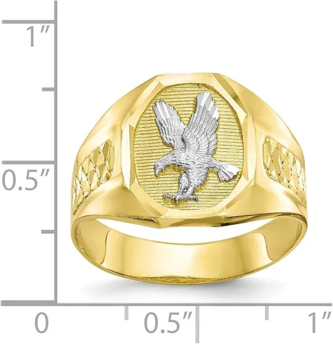 Vista 3 de Anillo de oro amarillo sólido de 10 quilates de dos tonos, para hombre