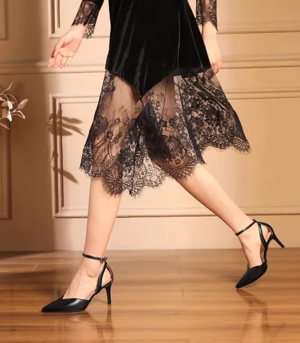 Vista 5 de RIBONGZ Zapatos de boda para mujer, con purpurina, punta puntiaguda, tacones altos, sexy, con correa al tobillo, zapatos de vestir para fiesta