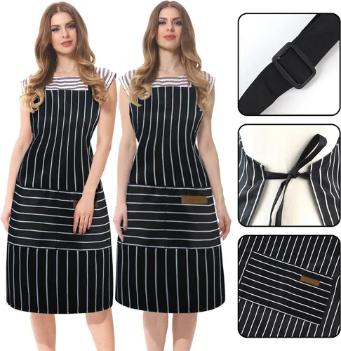 Vista 4 de Taidven Paquete de 2 Delantales - Unisex, Delantal Ajustable con Babero para Cocina, Delantal de Cocina, Delantales para Hombres y Mujeres