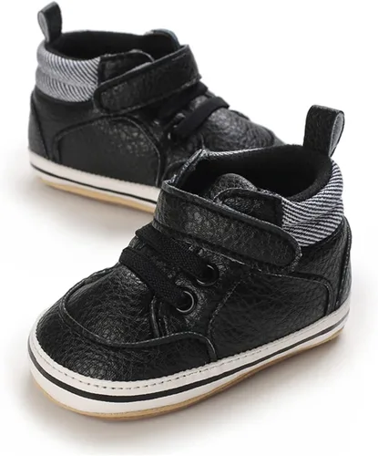 Vista 4 de E-FAK Zapatos de bebé para niños y niñas, zapatillas para bebés, suela de goma antideslizante, zapatos de cuna para primeros pasos de niños pequeños