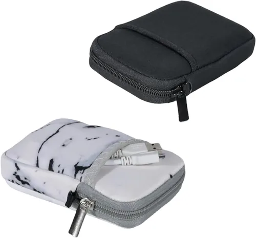 Vista 5 de Estuche de transporte para disco duro externo suave (negro + blanco mármol)