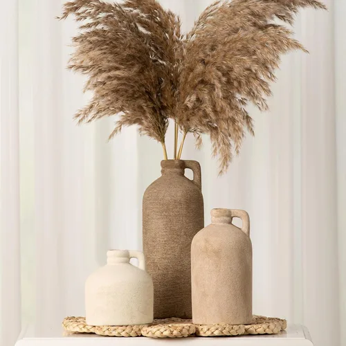 Vista 2 de Jarrón de cerámica para decoración de mesa para el hogar, juego de 3 jarrones de flores para sala de estar, cocina, decoración de granja, jarrones