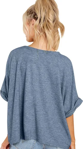 Vista 5 de Langwyqu Camisetas de gran tamaño para mujer, estilo casual, de verano, manga corta, ajuste holgado