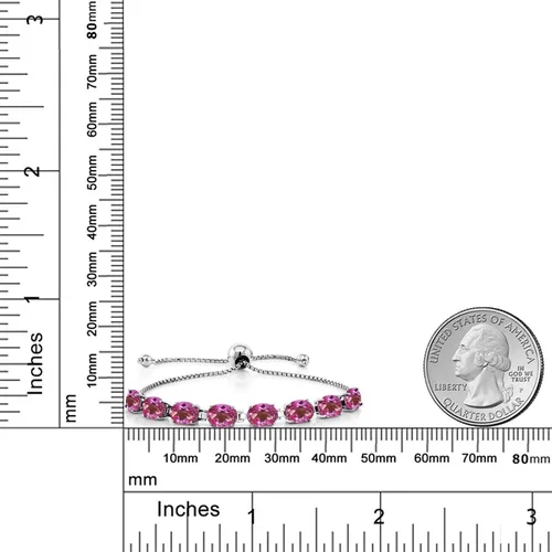 Vista 25 de Gem Stone King Pulsera de plata de ley 925 con piedra natal ovalada de 0.276 x 0.197 in para mujer, totalmente ajustable hasta 9 pulgadas