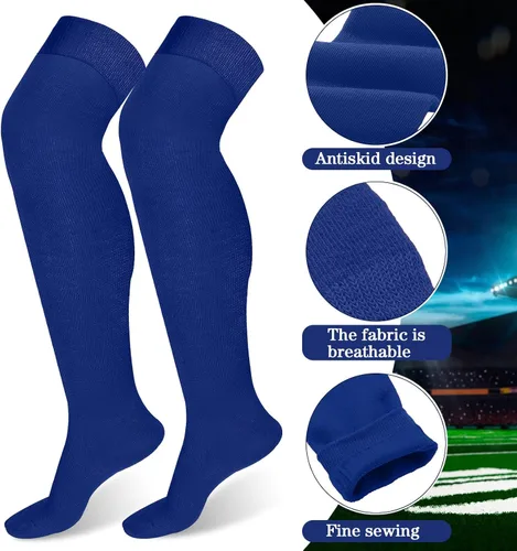 Vista 4 de Hicarer 6 pares de calcetines de béisbol por encima de la rodilla, calcetines de sóftbol extra largos para equipo de fútbol, calcetines atléticos