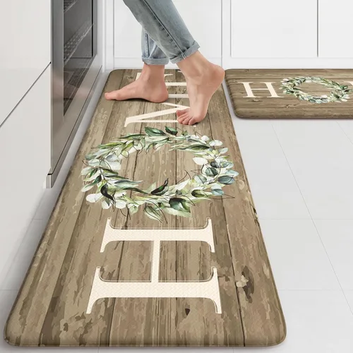 Vista 40 de KIMODE - Alfombra de cocina antifatiga para el piso, de 17.3 x 29 pulgadas, alfombra de cocina de estilo rústico, antideslizante, acolchada