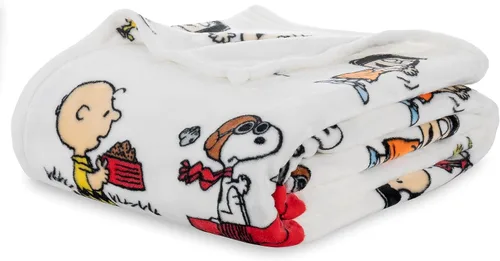 Vista 31 de Berkshire Peanuts® VelvetLoft® - Manta de felpa de Snoopy con bonito personaje, acogedora manta Fairisle Crimson Neutral, manta de 55 x 70 pulgadas