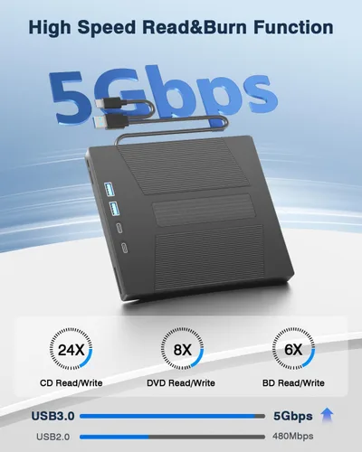 Vista 9 de 7-en-1 Unidad Blu Ray externa compatible 100G y disco 3D R/W para PC