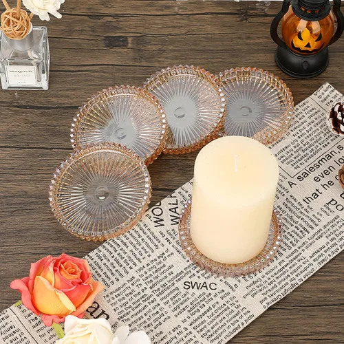 Vista 9 de JUXYES Juego de 5 posavasos de cristal tono ámbar redondos, tapetes para tazas de vidrio, posavasos para bebidas, café, té, vino, posavasos