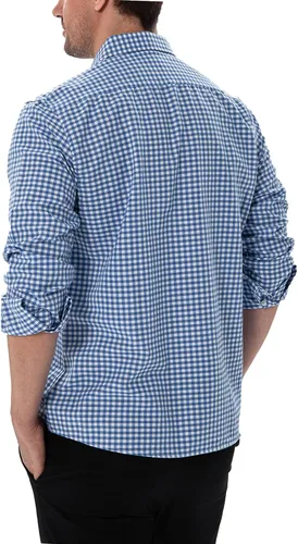 Vista 3 de Camisas a cuadros con botones para hombre, ajuste regular, manga larga, camisas de negocios casuales