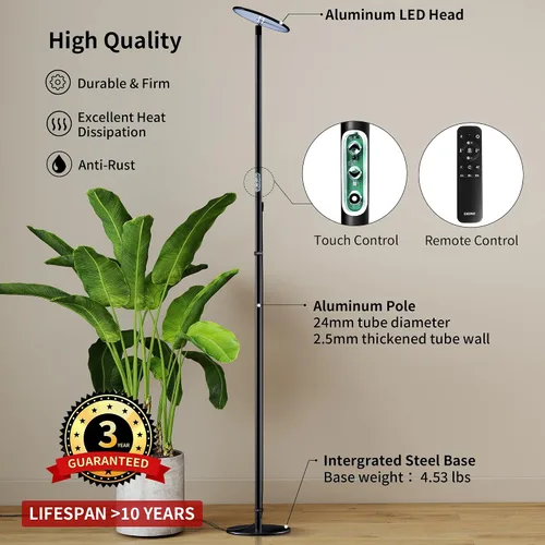 Vista 7 de chiphy Luces de cultivo, luz de planta de espectro completo de 85" para plantas de interior, temporizador de 4/8/12H, lámpara de cultivo de 40W, 10
