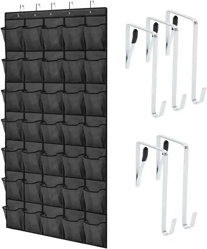 Vista 31 de Gorilla Grip - Zapatero para colgar en la puerta, 24 bolsillos de malla para sostener hasta 40 libras, organizador para parte trasera del armario