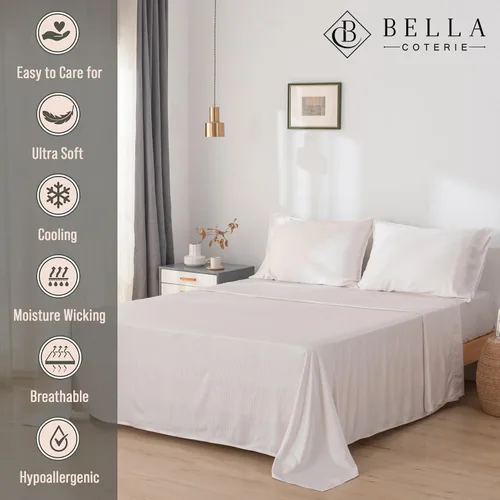 Vista 127 de Bella Coterie - Juego de sábanas tamaño individual, viscosa de bambú, de cultivo orgánico, ultrasuaves, refrescantes para calurosos, esquinas tipo