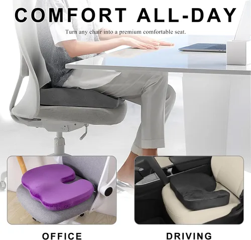 Vista 6 de Cojín para Asiento de Coche, Cojín de Espuma Viscoelástica para Alivio del Dolor de Coxis y Ciática, Cojín de Asiento Ergonómico Cómodo para Silla