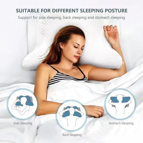 Vista 7 de ZAMAT Almohada cervical ajustable de espuma viscoelástica, almohadas de cuello inodoras para aliviar el dolor, almohadas ortopédicas para dormir