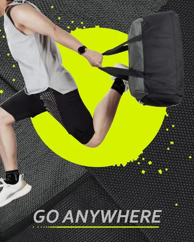 Vista 2 de BAGSMART - Bolsas de gimnasio para hombres, bolsa de lona plegable deportiva, bolsa de lona ligera para fines de semana con compartimento