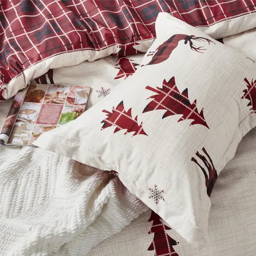 Vista 8 de Bedsure Juego de funda de edredón de Navidad tamaño individual, juego de ropa de cama festivo para niños con un diseño reversible a cuadros