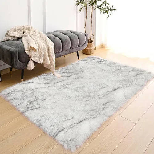 Vista 76 de Latepis - Alfombra rectangular de piel sintética tipo lana de oveja suave y esponjosa de estilo bohemio para sala de estar, dormitorio y residencias