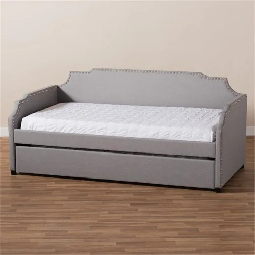 Vista 2 de BOWERY HILL Sofá cama doble tapizado moderno y contemporáneo con cama nido en gris