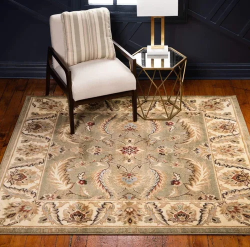 Vista 12 de Unique Loom - Colección Voyage - Alfombra redonda tradicional oriental, marrón, Polipropileno, Marrón/Azul Claro