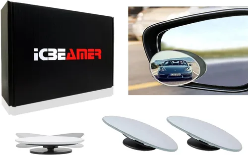 Vista 8 de ICBEAMER Espejo retrovisor lateral trasero en forma de abanico para punto ciego trasero del automóvil [Paquete de 2 juegos], diseño giratorio de 360