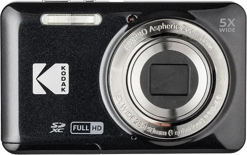 Vista 2 de Kodak Pixpro FZ55 Cámara digital (negro) El paquete incluye: 2 tarjetas de memoria de 128 GB, 2 baterías recargables, cargador de batería, estuche