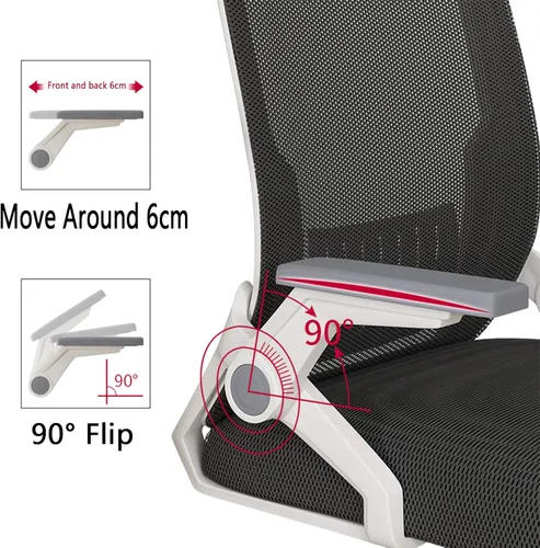 Vista 5 de Cómoda silla giratoria de oficina, silla de escritorio ergonómica, silla de computadora de malla, soporte lumbar, moderna silla giratoria ajustable