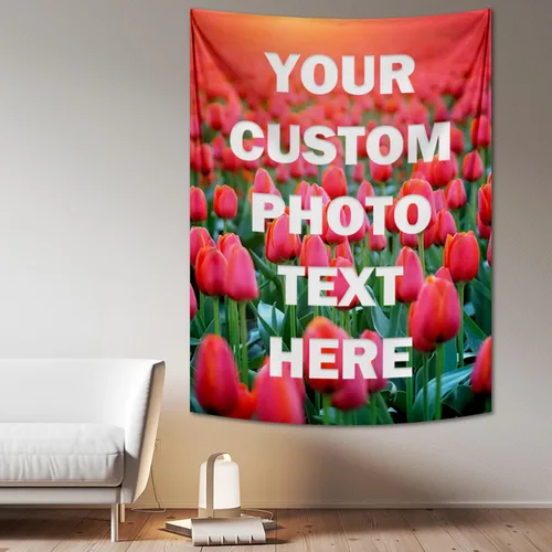 Vista 13 de Tapiz personalizado para cargar imágenes con fotos y textos, tapiz personalizado para colgar en la pared, manta de telón de fondo para decoración